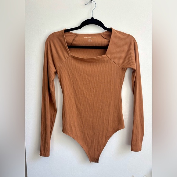 American Eagle Tan Ribbed Bodysuit - Picture 1 of 7